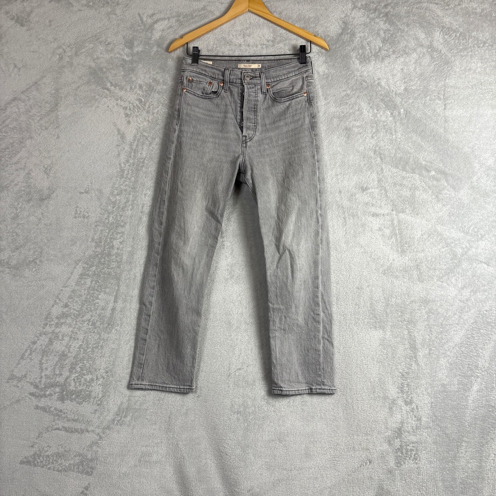Levis Wedgie Straight Jeans Womens 28 Gray High Rise Button Fly Denim Pants
